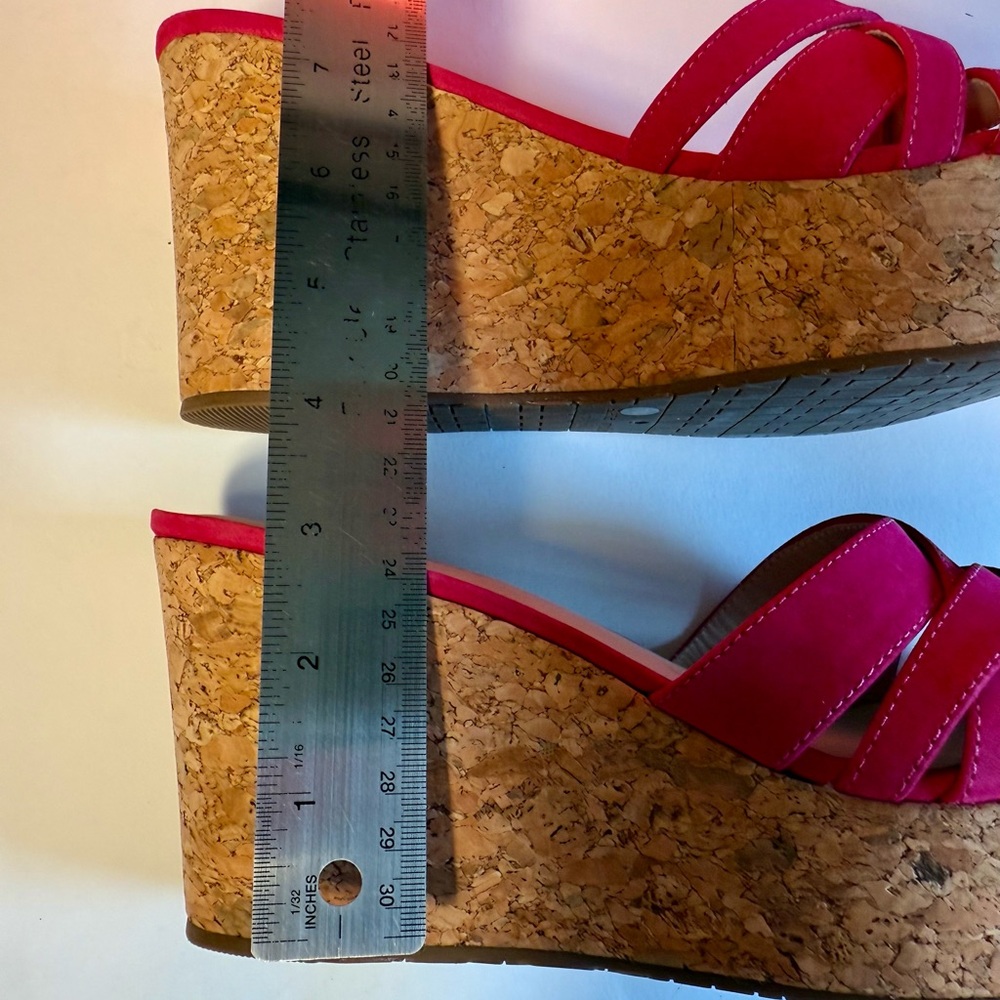 Kate Spade Talcott Pink Suede Cork Wedge Sandals Crisscross Platform NIB Size 7 - Picture 7 of 14